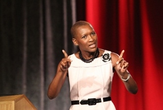 Claudia Gordon delivering the opening keynote in American Sign Language at the 50th Biennial Conference of the National Association of the Deaf in Philadelphia, PA. July 6, 2010.