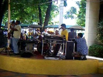 ศิลปินตาบอดกำลังเล่นดนตรีบนเวที