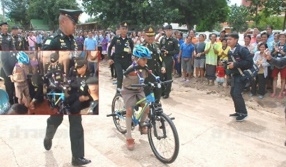น้องทาม ทดลองปั่นจักรยานพระราชทาน