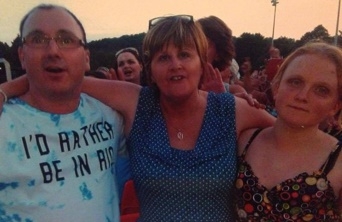 Barrie Caulcutt and his daughter Catrin at the Jessie J concert at Parc Eirias, Colwyn Bay in July 2014 with Barrie's sister-in-law Ann Parry (centre)