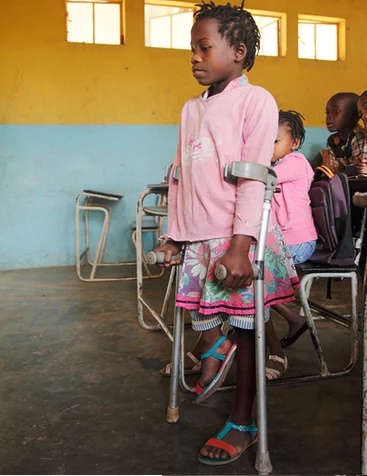 Marta Lucas, 13, in her classroom at the 25 September primary school in Buzi district, Mozambique. Photograph: Carlos Litulo/Light for the World