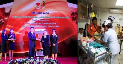 ภาพที่ 1 ภาพตัวแทนโรงพยาบาลขอนแก่นรับมอบรางวัลนวัตกรรมการบริการที่เป็นเลิศและรางวัลบูรณาการการบริการ , ภาพที่ 2 ภาพพยาบาลตรวจรักษาเด็ก