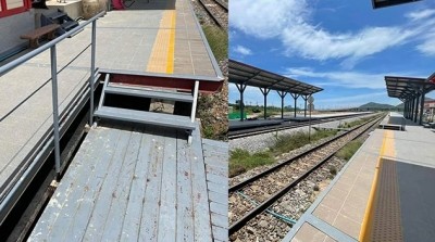 เผยภาพทางลงชานชาลาของสถานีรถไฟแห่งหนึ่งไม่มีทางสำหรับผู้พิการ ชาวเน็ตวิจารณ์สนั่น