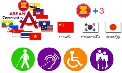 ภาพที่1 อาเซียน +6 ของประชาคมอาเซียนประกอบด้วย 10 ประเทศในกลุ่มอาเซียน ภาพที่2 อาเซียน +3  ของประชาคมอาเซียน : ASEAN Community ประกอบด้วย 3  ประเทศ ดังนี้ จีน เกาหลีใต้ และญี่ปุ่น และภาพที่3 โลโก้คนพิการทุกประเภท