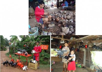 รวมภาพของเล่นทำจากมะพร้าวแห้ง อาชีพสร้างรายได้แทนทำนากุ้ง