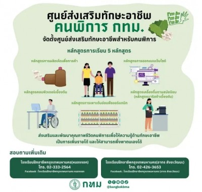 เปิดสอน 5 หลักสูตร ศูนย์ส่งเสริมทักษะอาชีพสำหรับคนพิการ กรุงเทพมหานคร สมัครเลย!