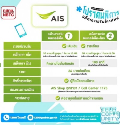กสทช.ตั้งเงื่อนไข หวังคุ้มครองทุกภาคส่วน พิเศษสำหรับผู้พิการ ผู้มีรายได้น้อย ผู้สูงอายุ รับส่วนลดแพ็กเกจ 30% จาก AIS-True